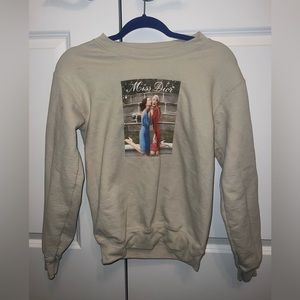 Nude Gossip Girls “Miss Dior” Cream Crewneck Pullover Small Hoodie Sweater